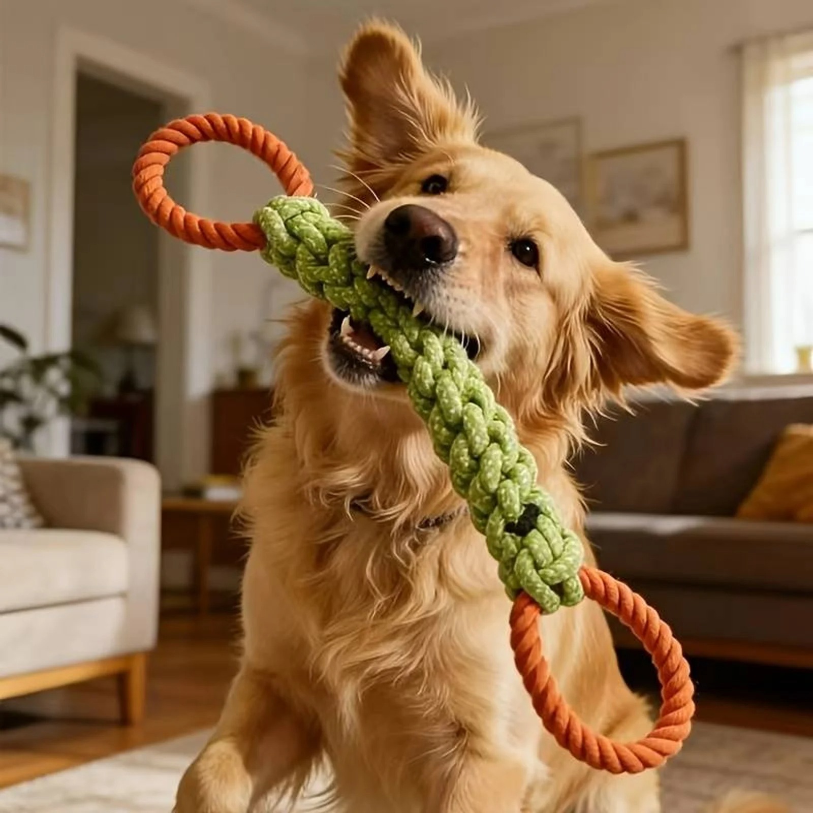 Indestructible Dog Chew Toy - Brinquedo de Corda Durável para Cães,